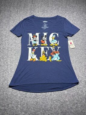 Disney Navy Blue Short Sleeve Tee with Classic Mickey & Friends